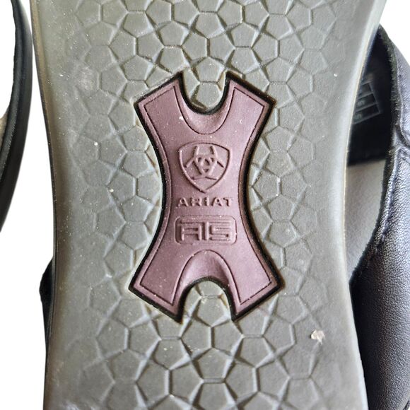 Ariat Poolside Thong Sandals Womens 9B Black Leather Silver Rings Slip On Casual - Picture 10 of 12